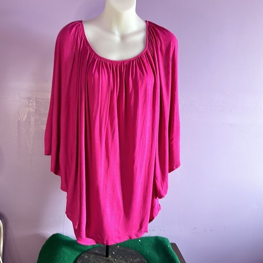 A.N.A. Magenta w/Gold Sparkle Blouse Size 2XL Plus Size Top Shirt a new approach